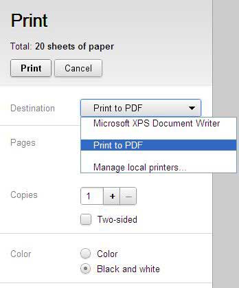How to add print to pdf in printer list options